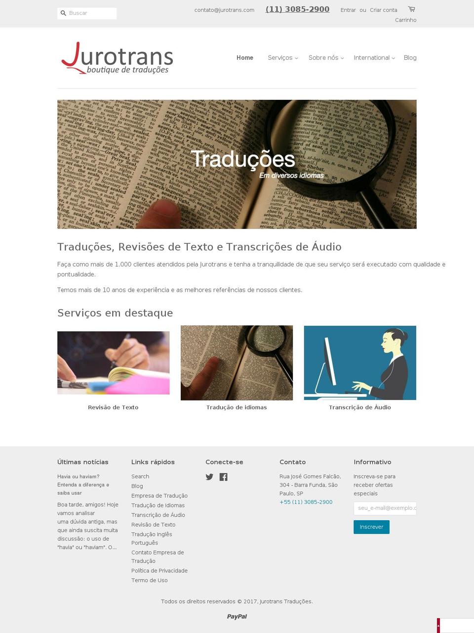 jurotrans.com.br shopify website screenshot