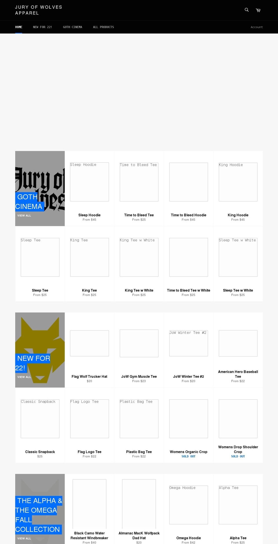 juryofwolves.com shopify website screenshot