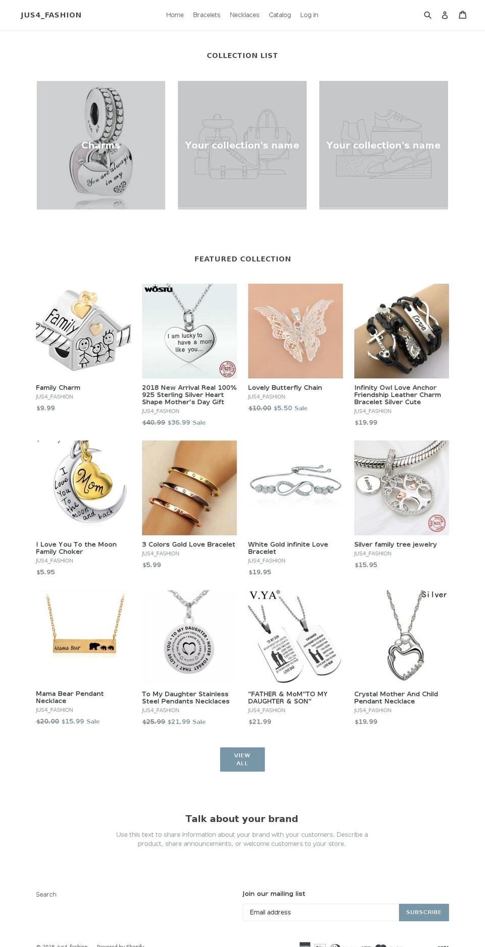 jus4fashion.com — Shopify storefront screenshot