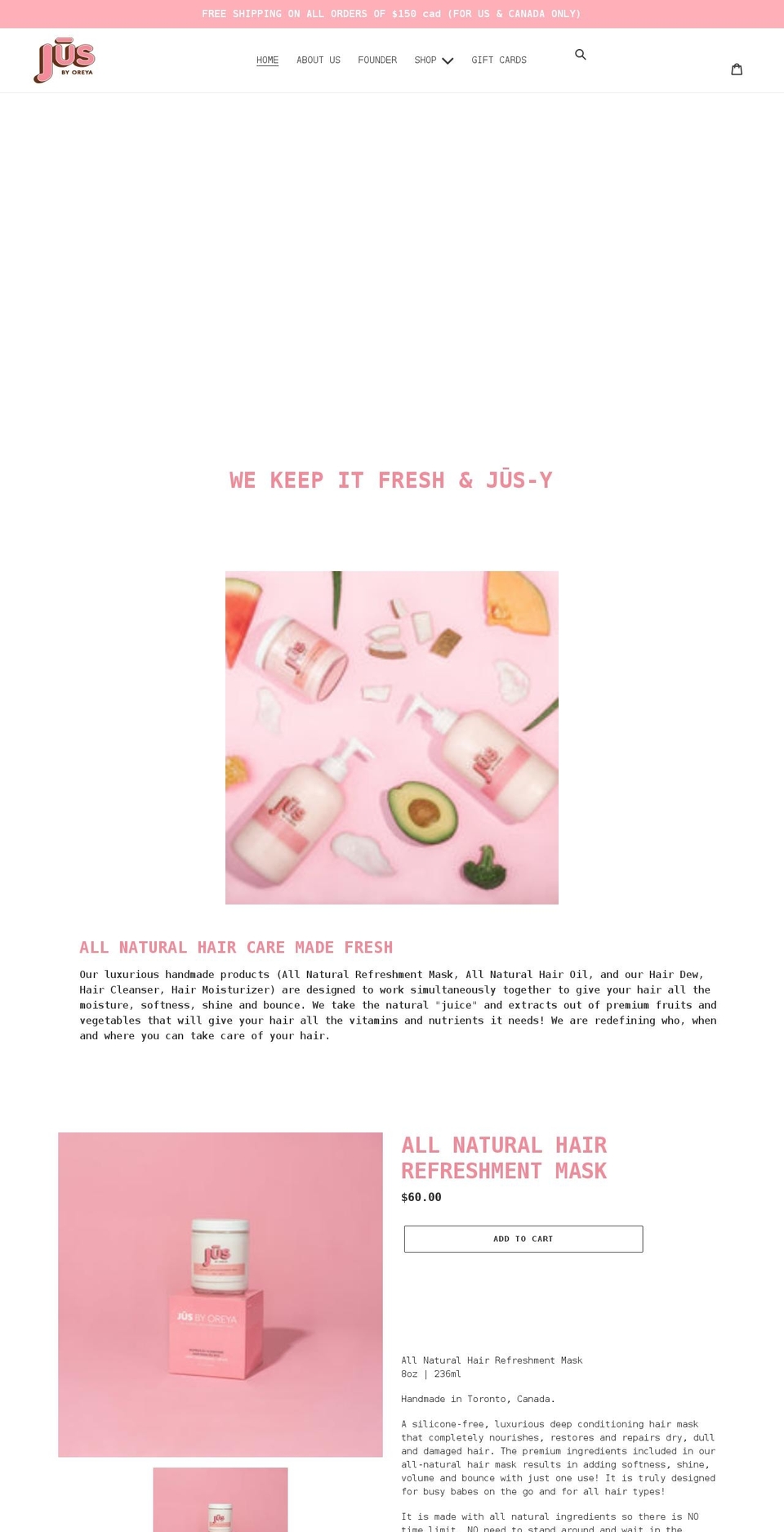 jusbyoreya.com shopify website screenshot