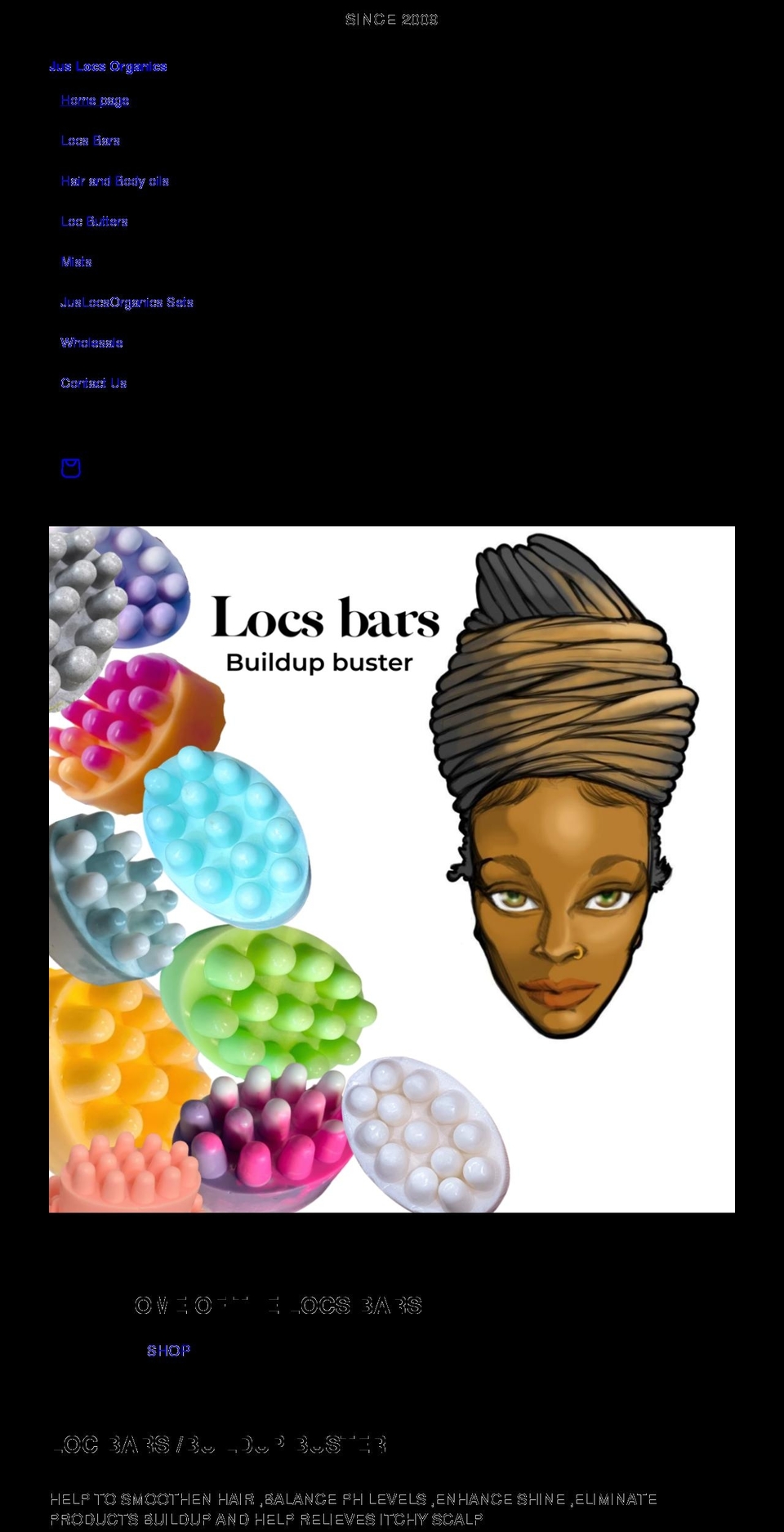 juslocsorganics.com shopify website screenshot