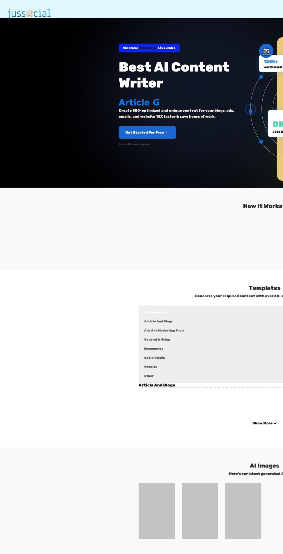 jussocial.com — Shopify storefront screenshot