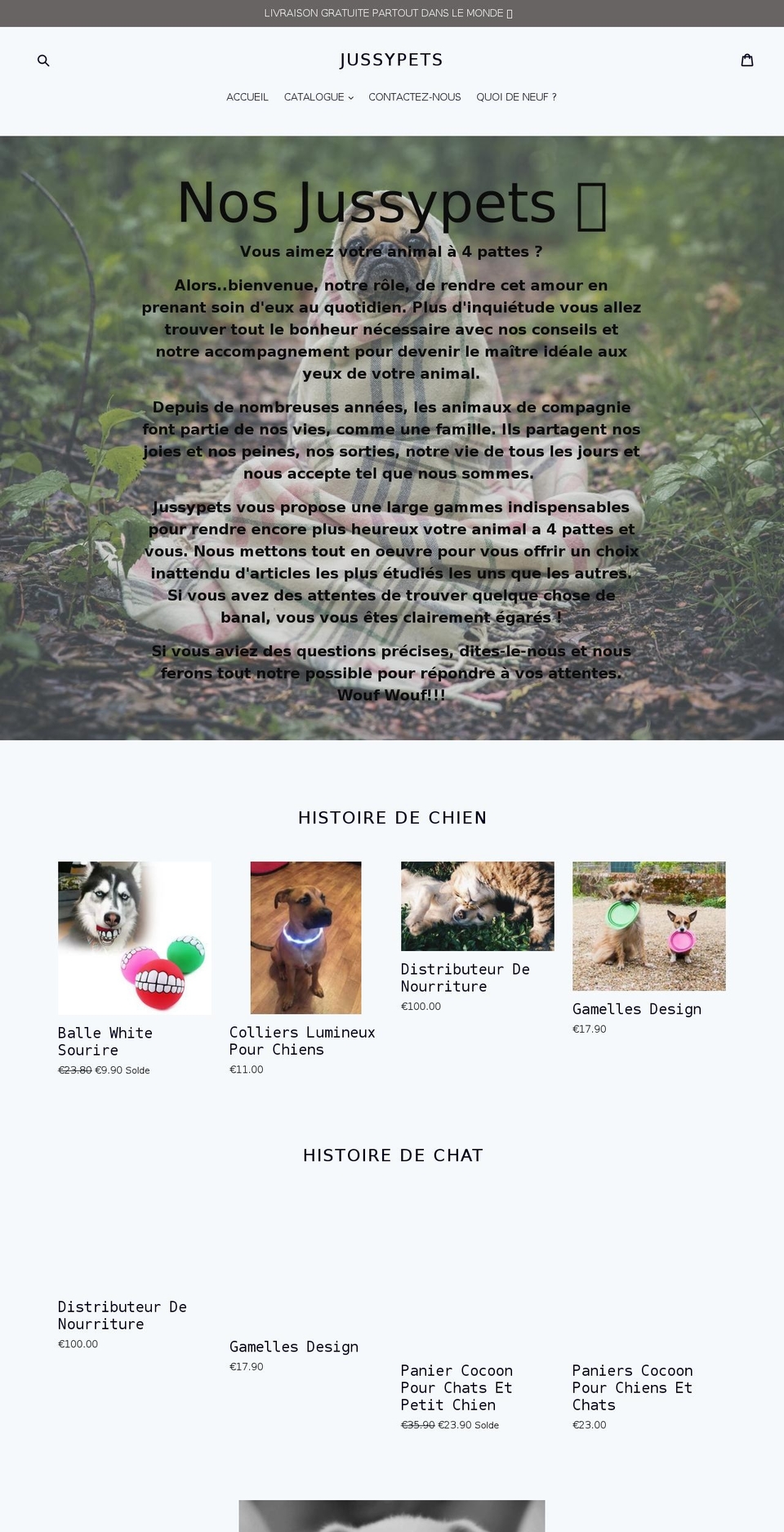 jussypets.com — Shopify storefront screenshot