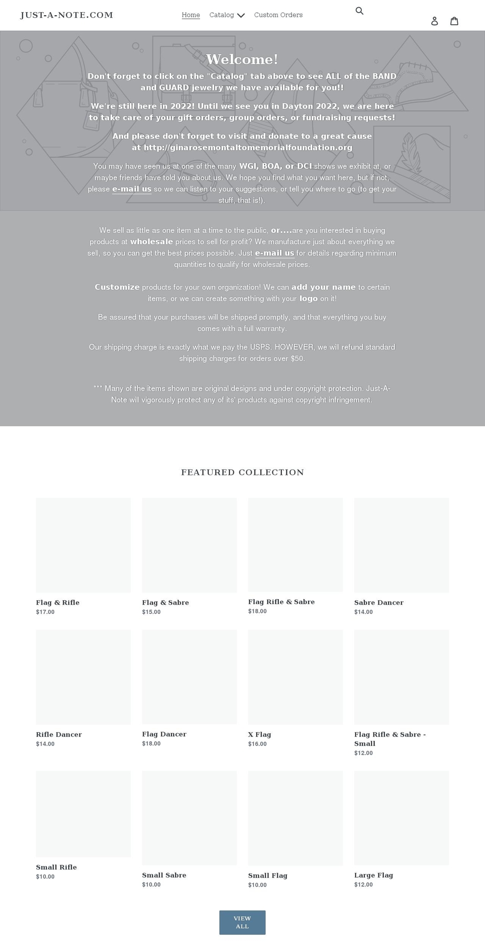 just-a-note.com shopify website screenshot