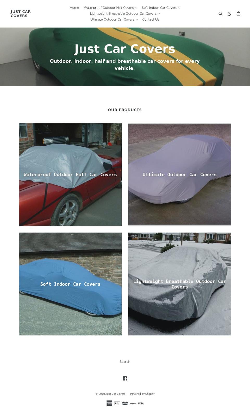 just-carcovers.co.uk shopify website screenshot