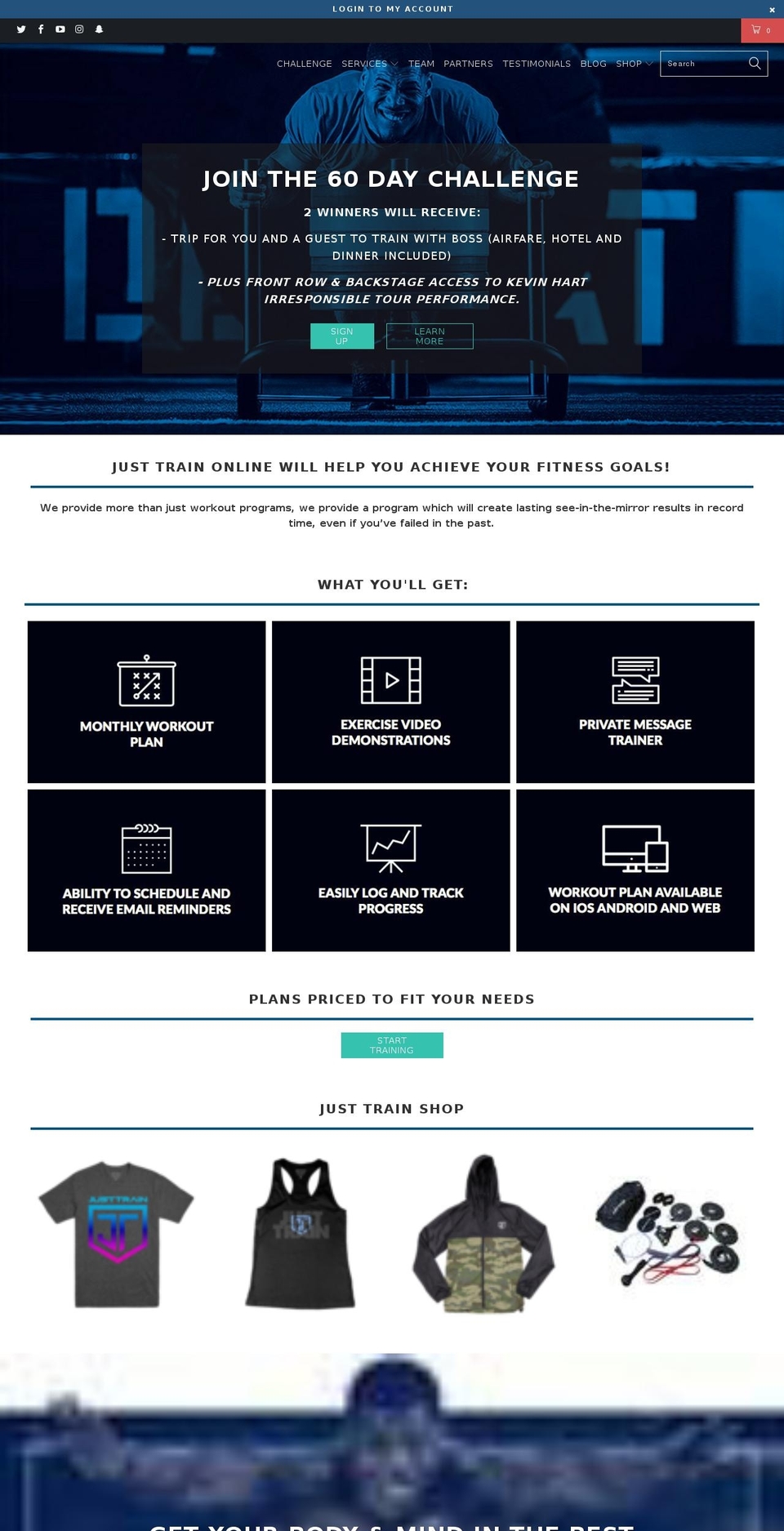 just-train.com — Shopify storefront screenshot