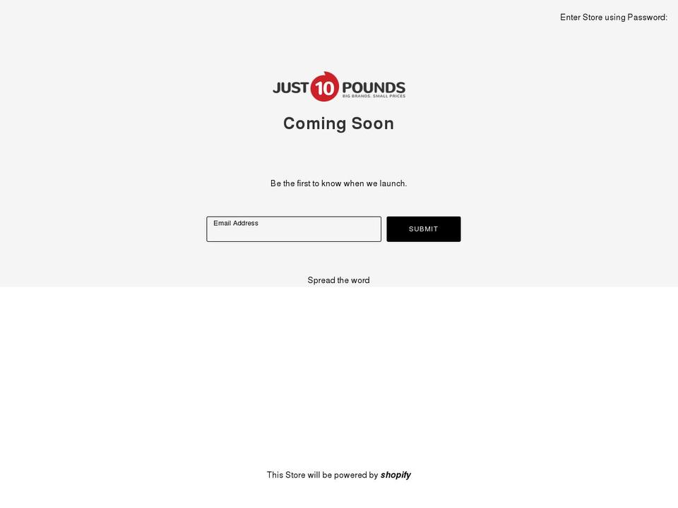 just10pounds.co.uk shopify website screenshot