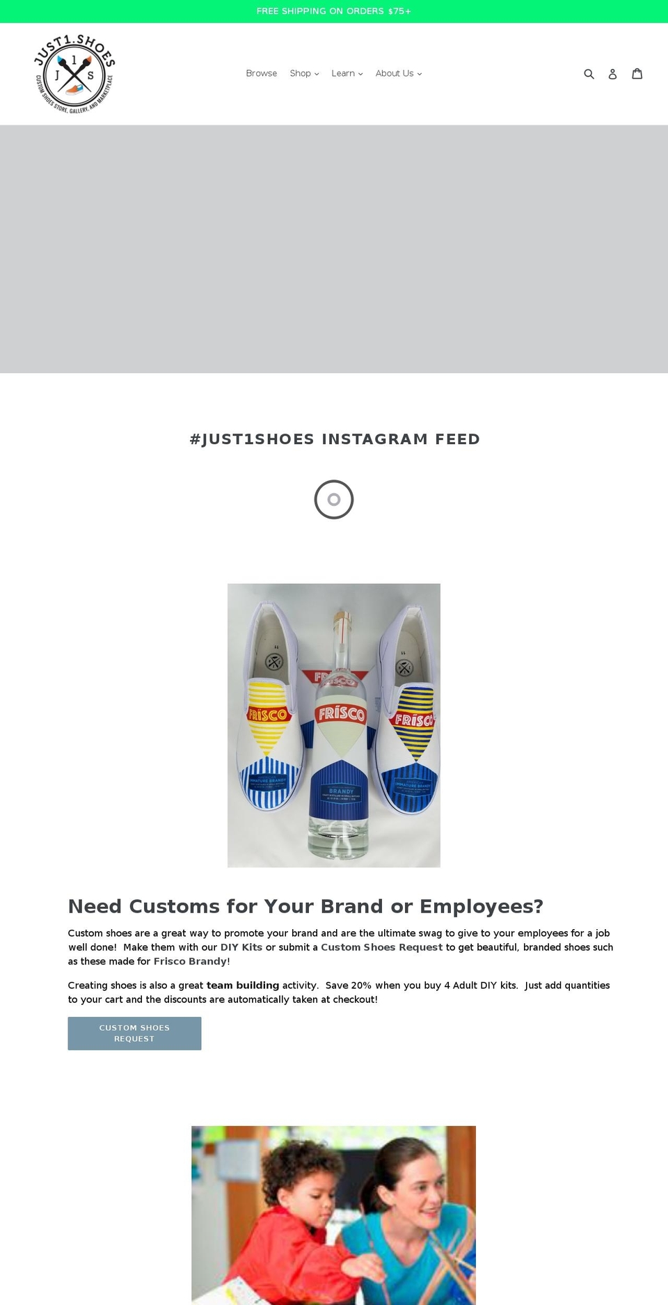 just1shoes.com — Shopify storefront screenshot