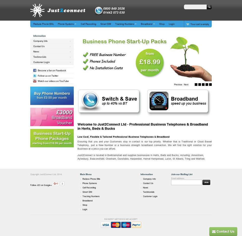 just2connect.com shopify website screenshot