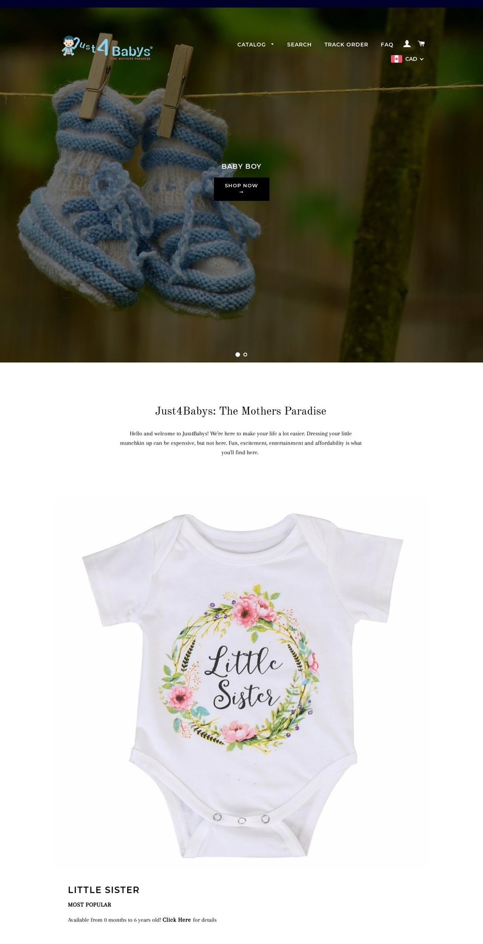 just4babys.com — Shopify storefront screenshot