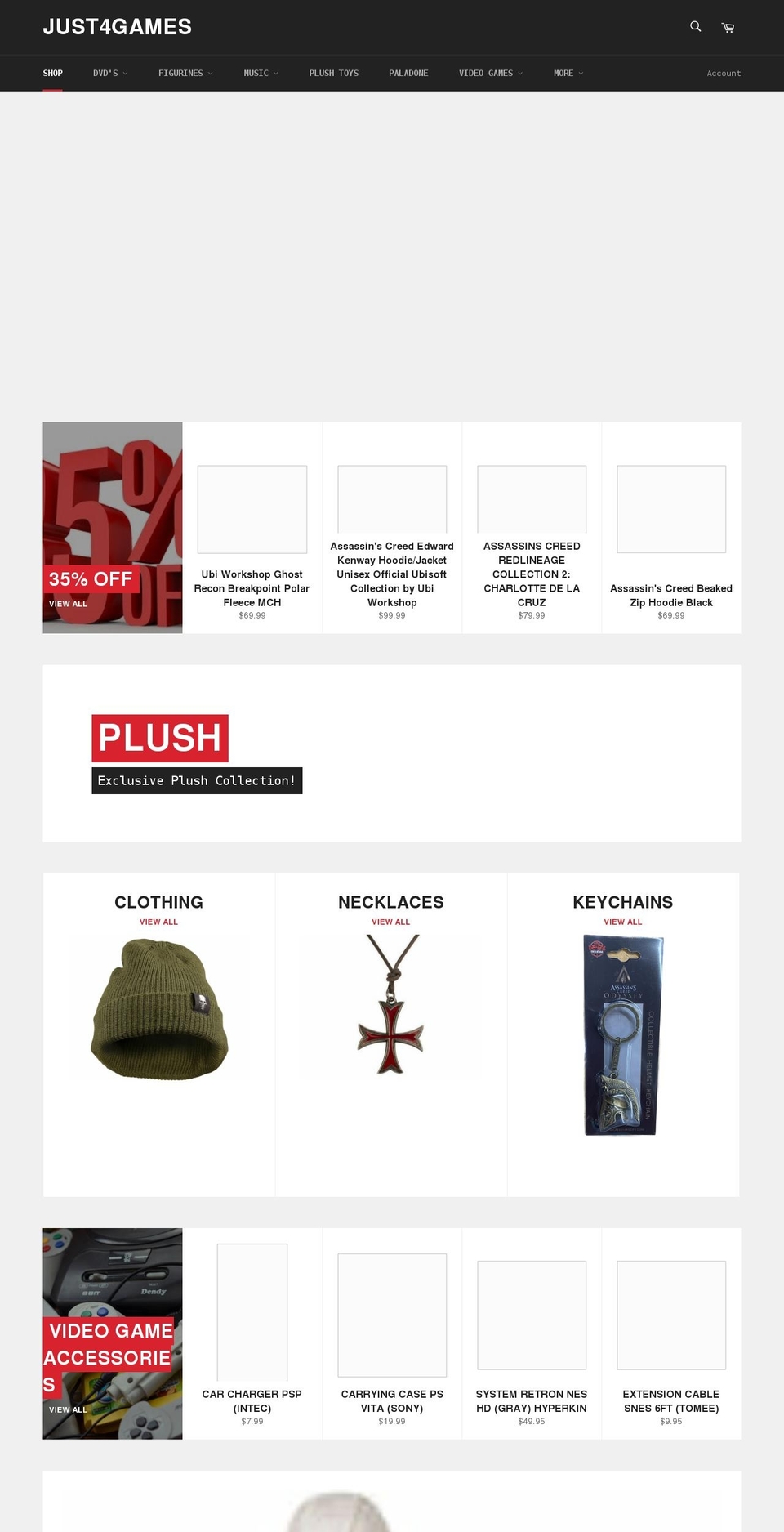 just4games.com shopify website screenshot