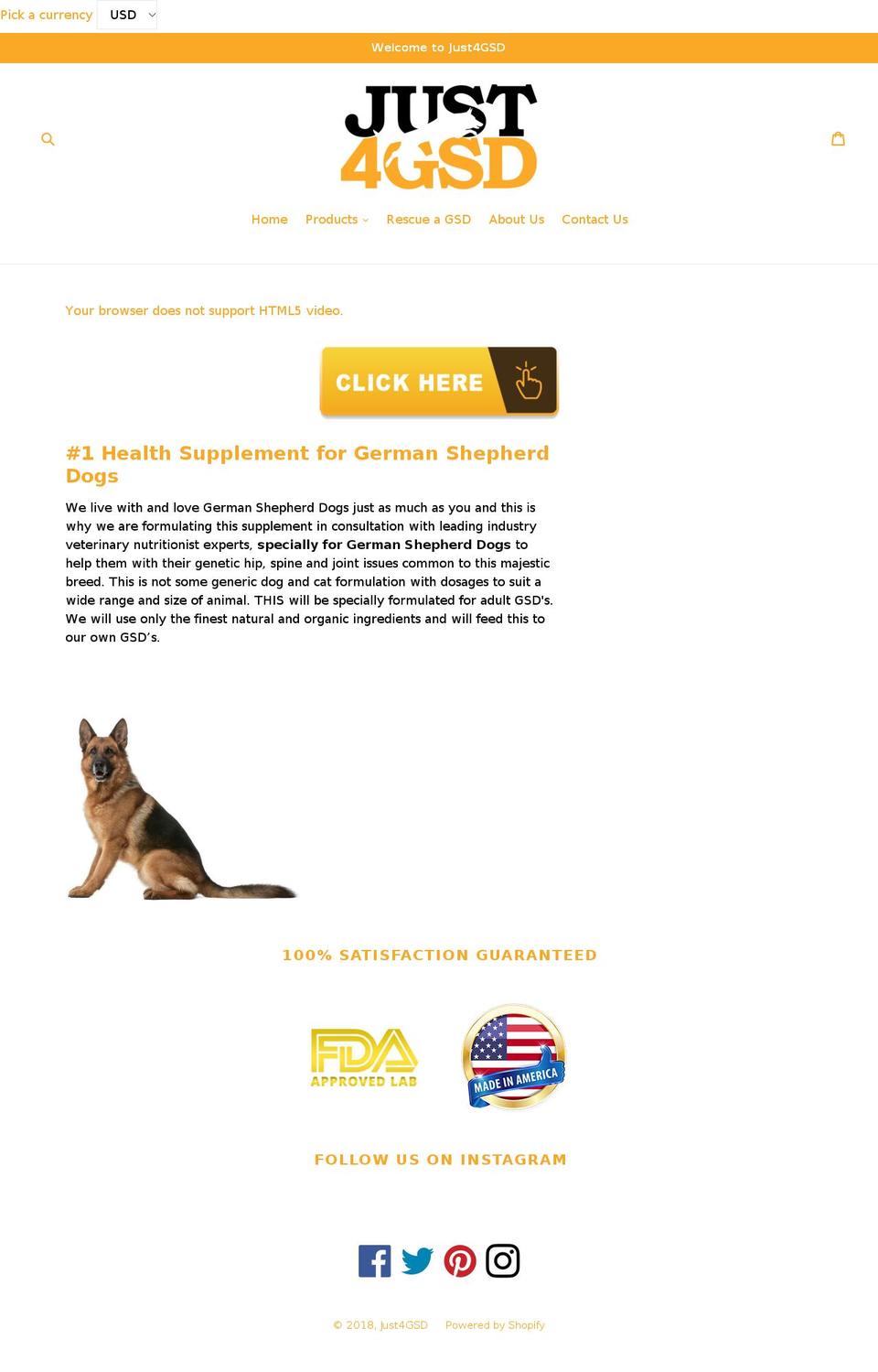 just4gsd.com — Shopify storefront screenshot