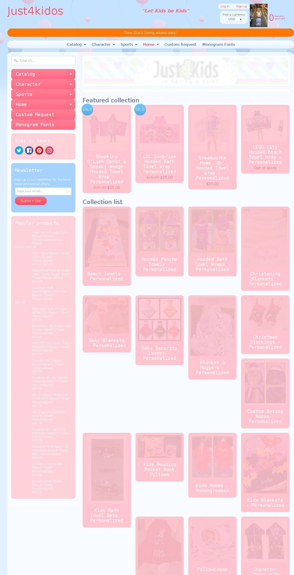 just4kidos.com — Shopify storefront screenshot