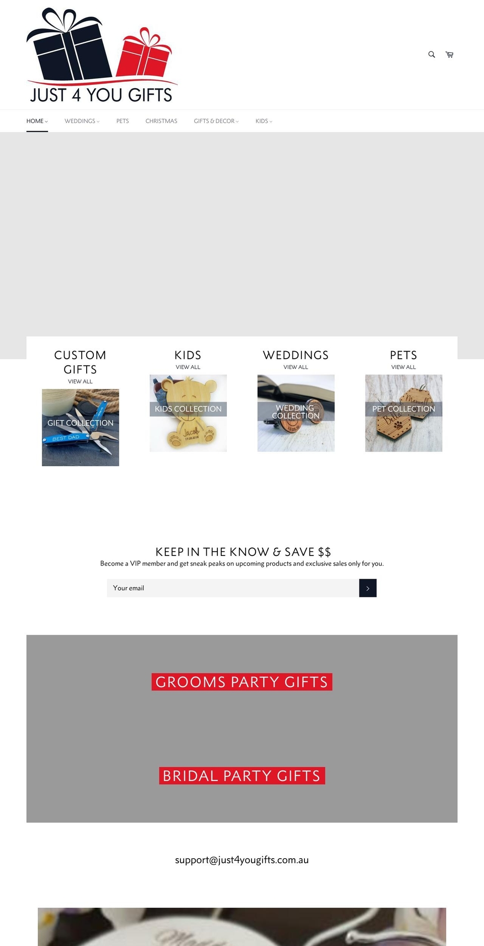 just4yougifts.com.au shopify website screenshot