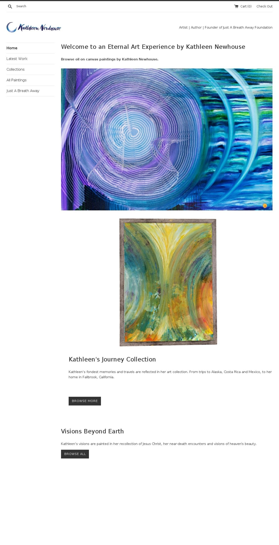 justabreathawayfoundation.org shopify website screenshot