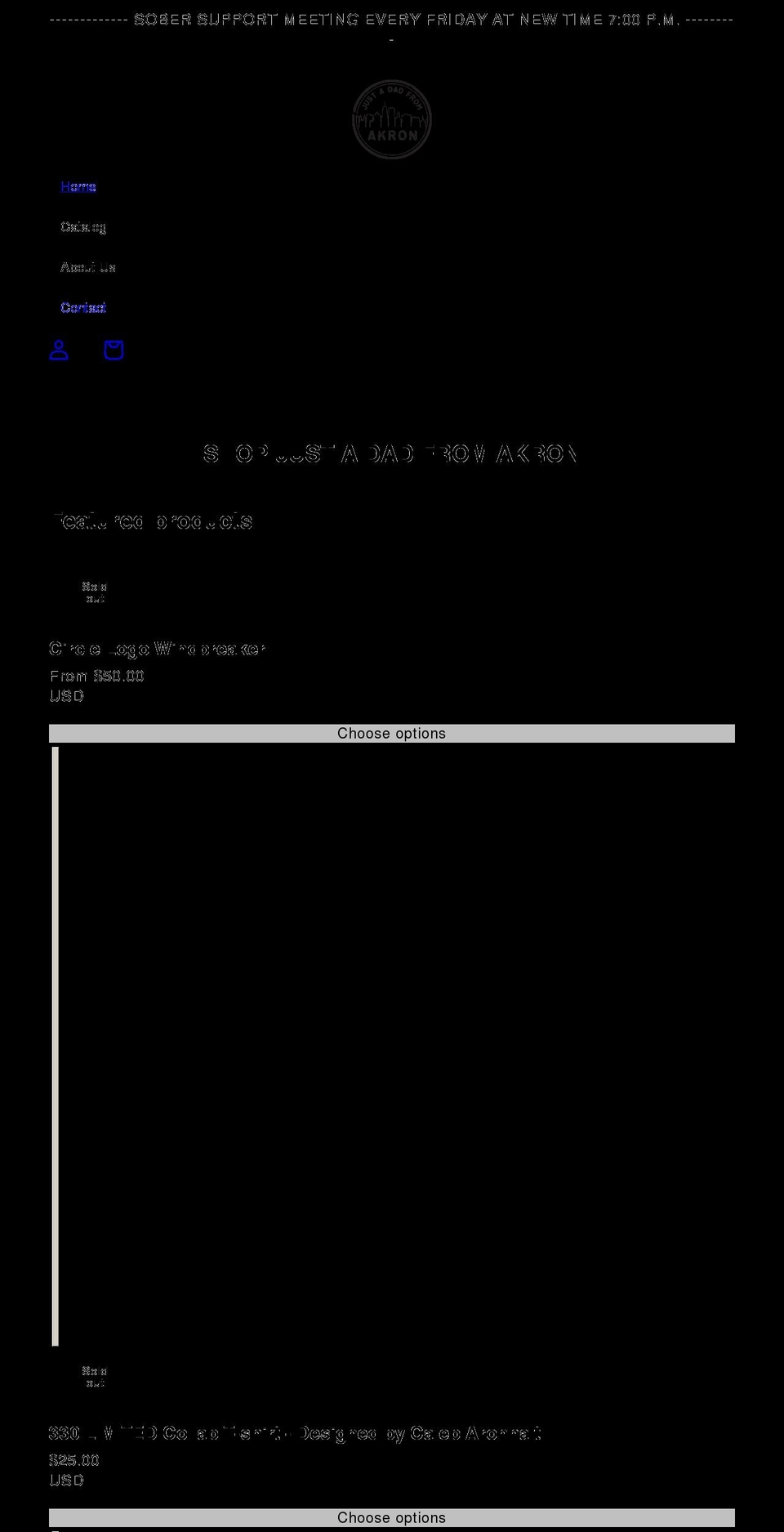 justadadfromakron.com shopify website screenshot