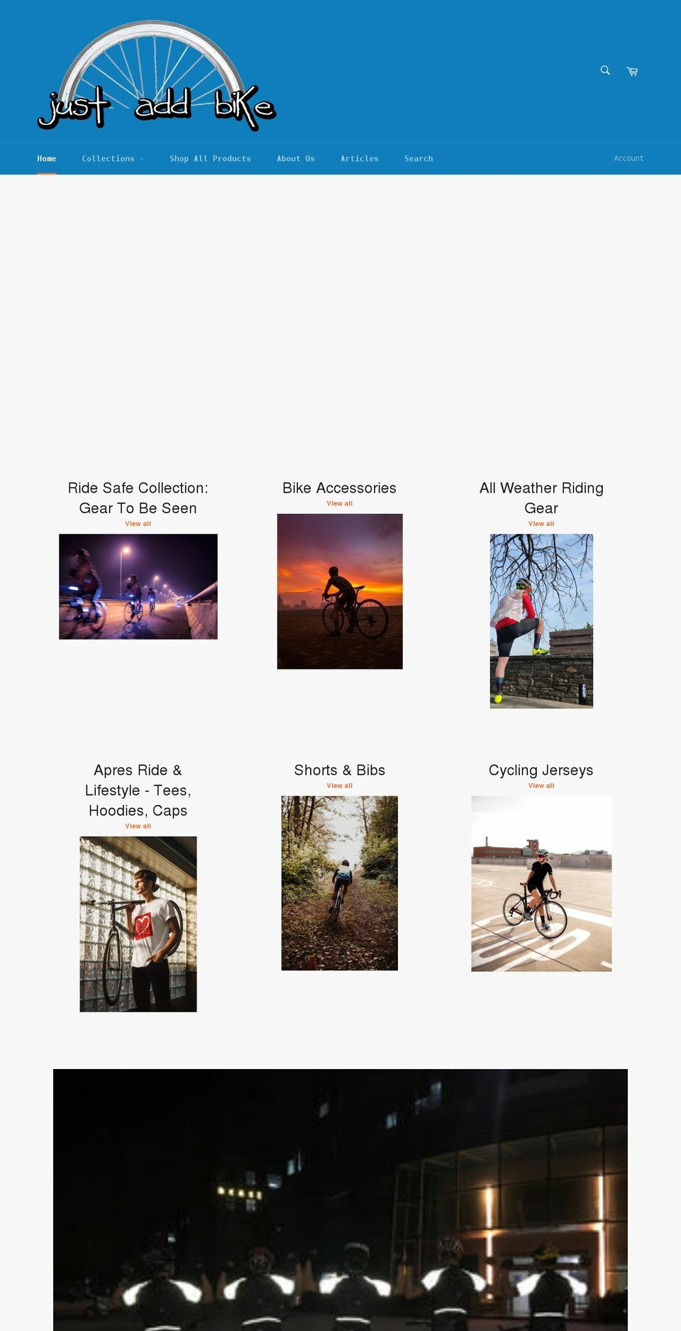 justaddbike.com shopify website screenshot