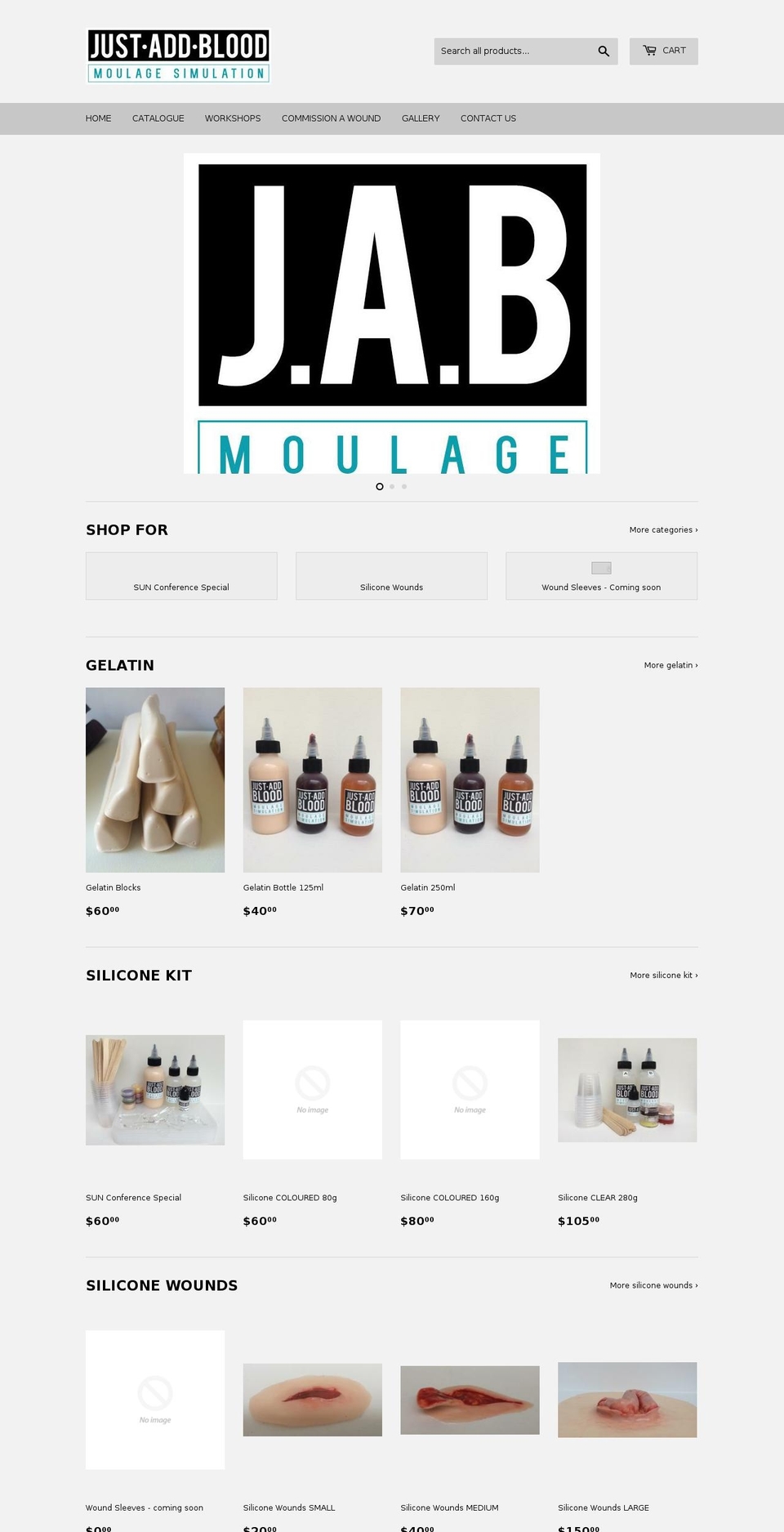 justaddblood.com — Shopify storefront screenshot