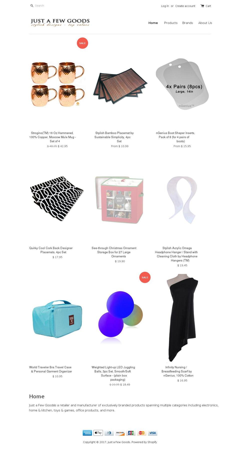 justafewgoods.com shopify website screenshot