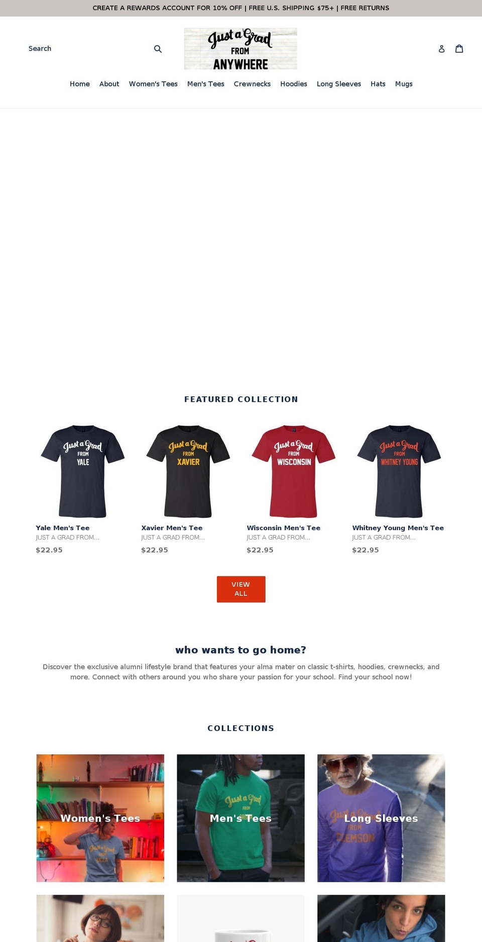 justagradfrom.com shopify website screenshot