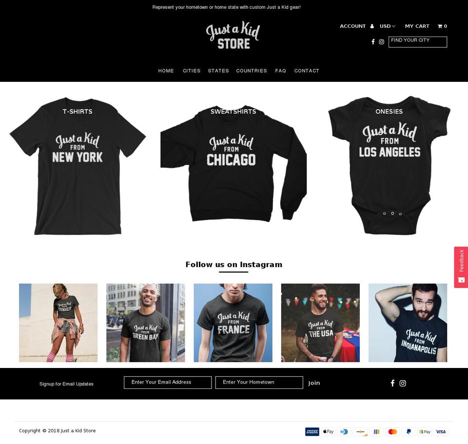 justakidstore.com — Shopify storefront screenshot