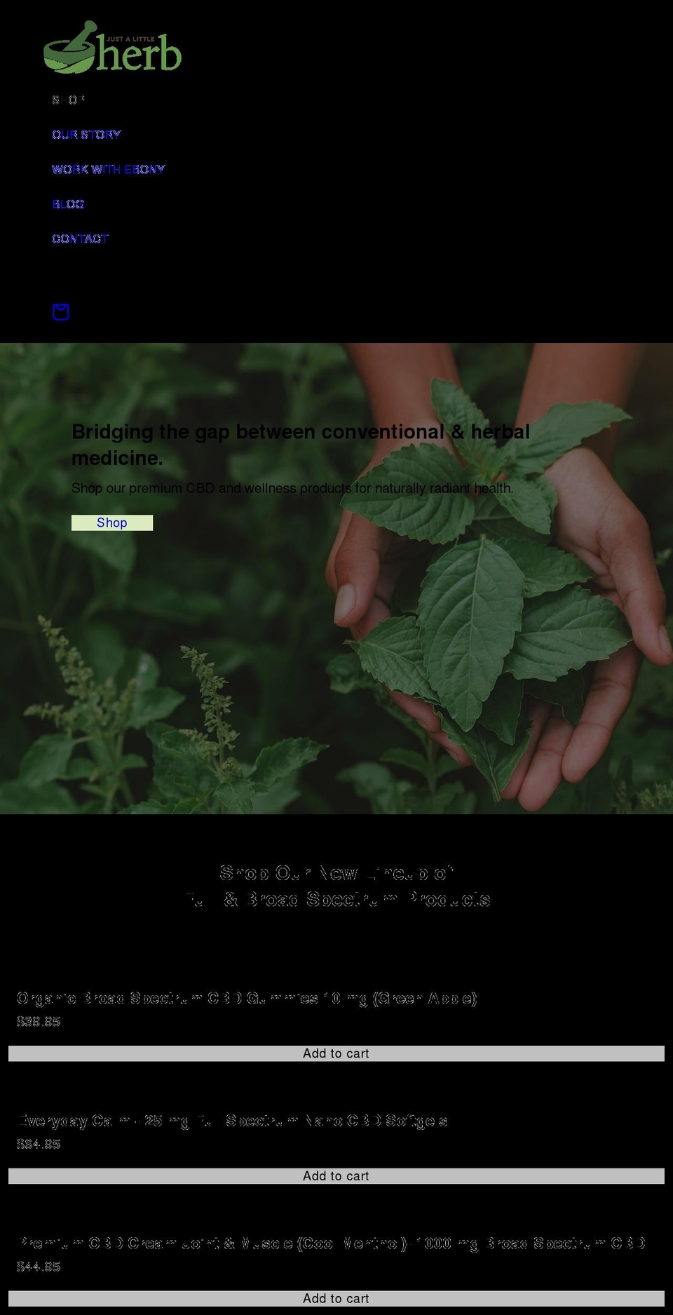 justalittleherb.com shopify website screenshot