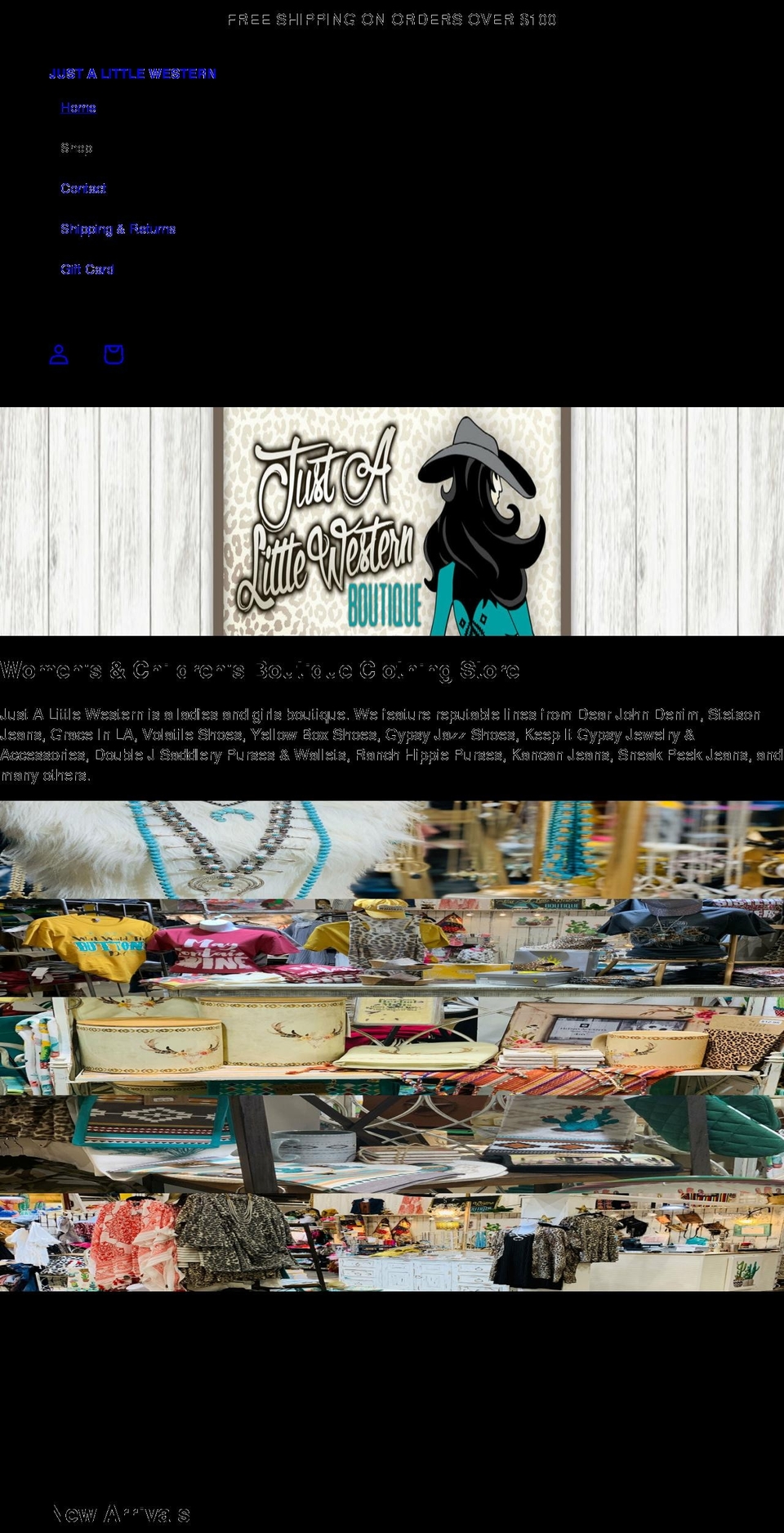 justalittlewestern.com shopify website screenshot