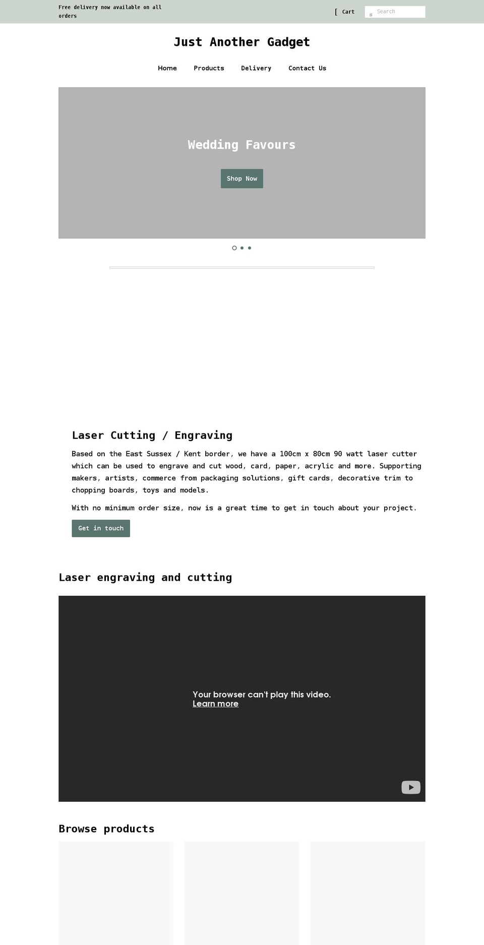 justanothergadget.com shopify website screenshot