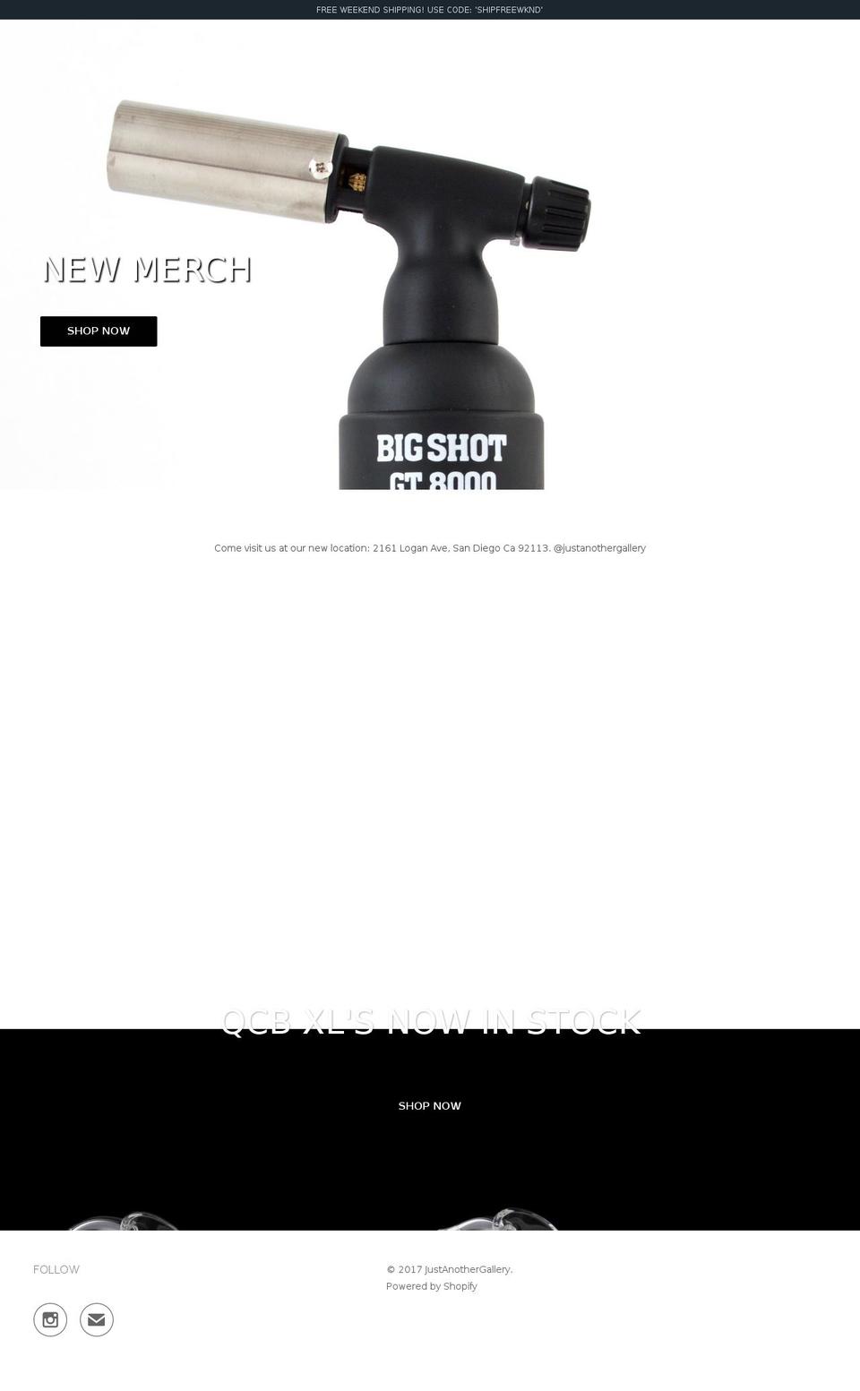 justanothergallery.com shopify website screenshot