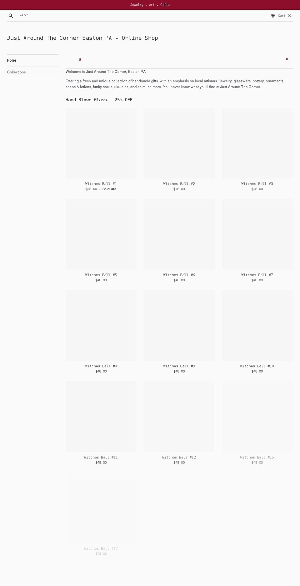 justaroundthecornerpa.com shopify website screenshot