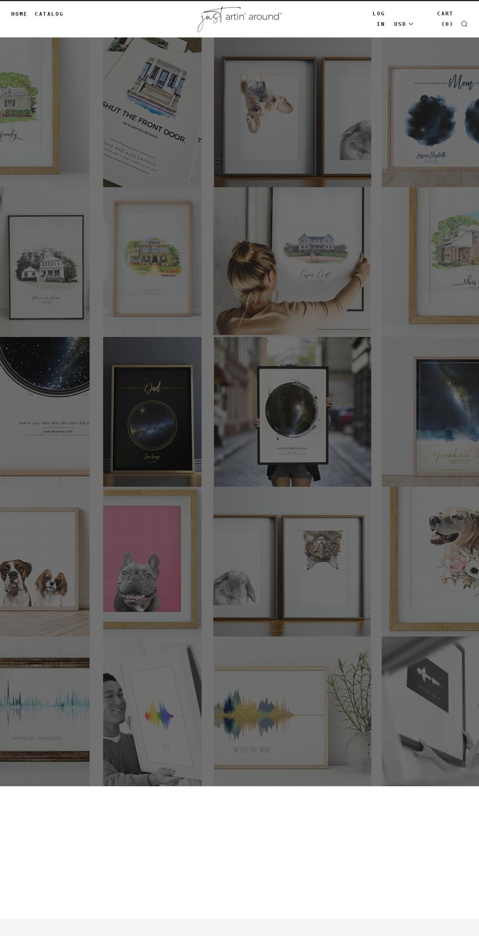 justartinaround.com shopify website screenshot