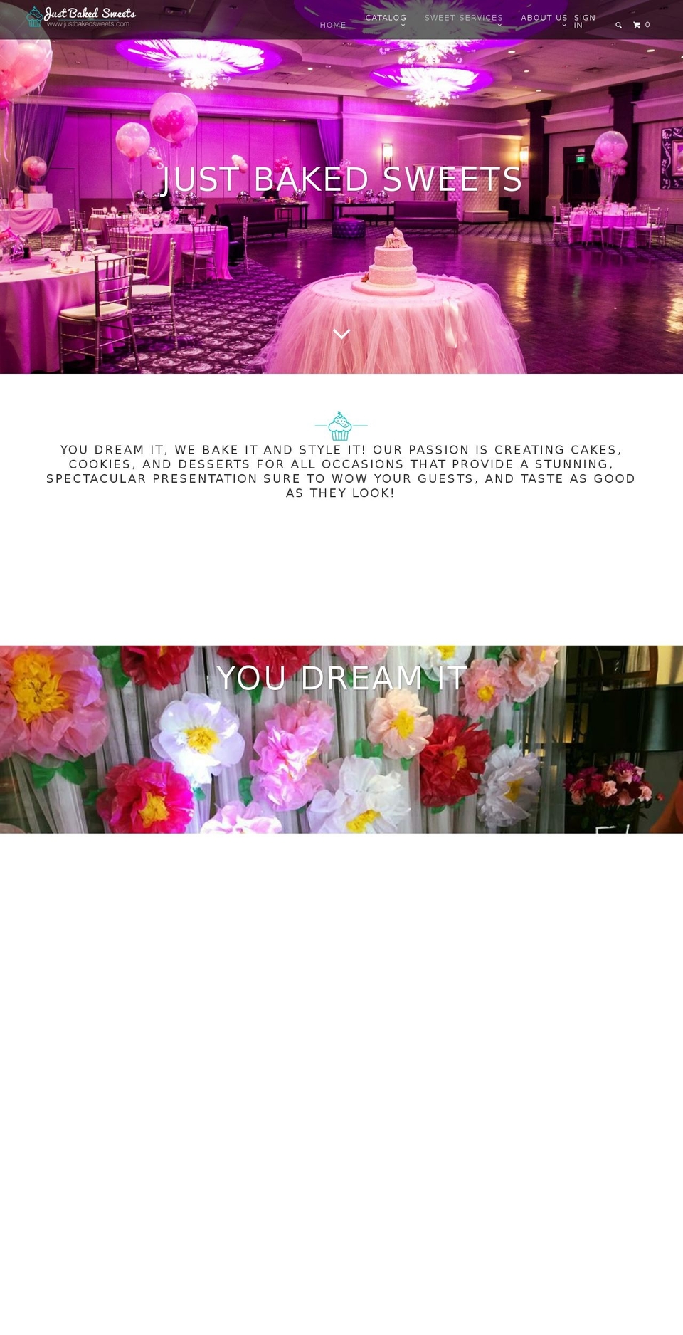 justbakedsweets.com — Shopify storefront screenshot