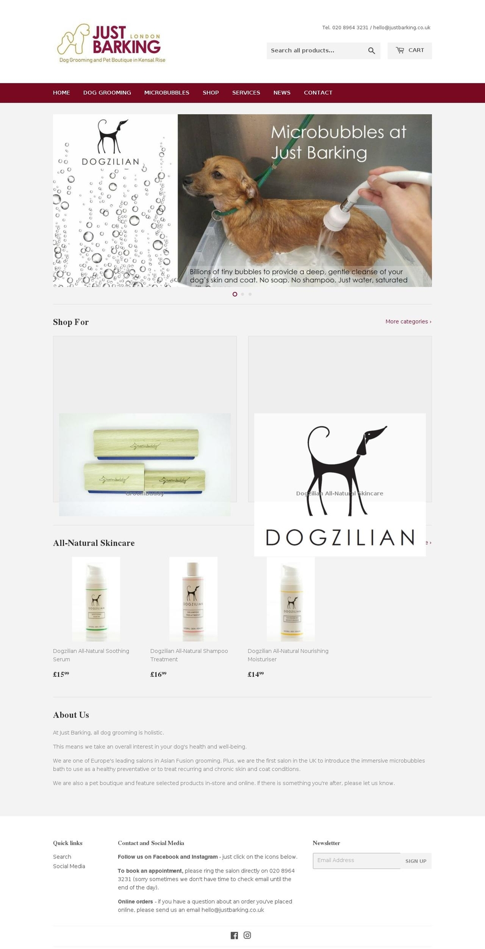 justbarking.com — Shopify storefront screenshot