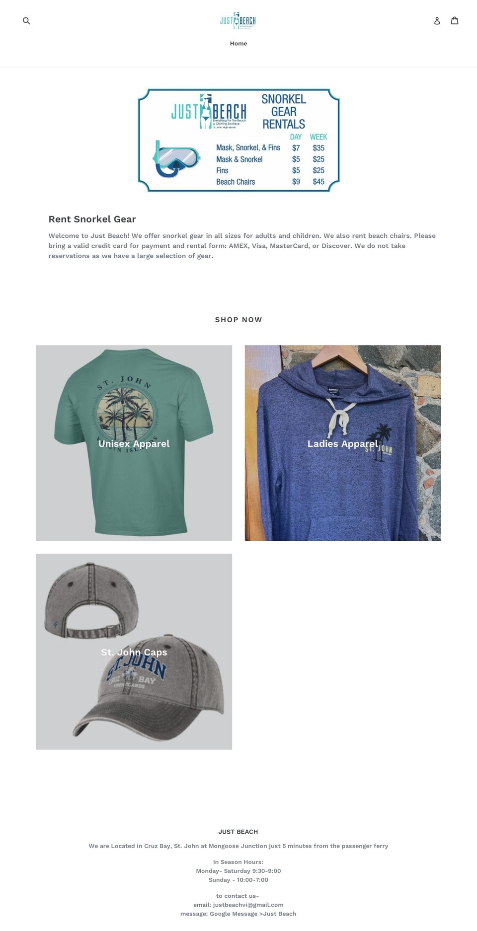 justbeachvi.com shopify website screenshot