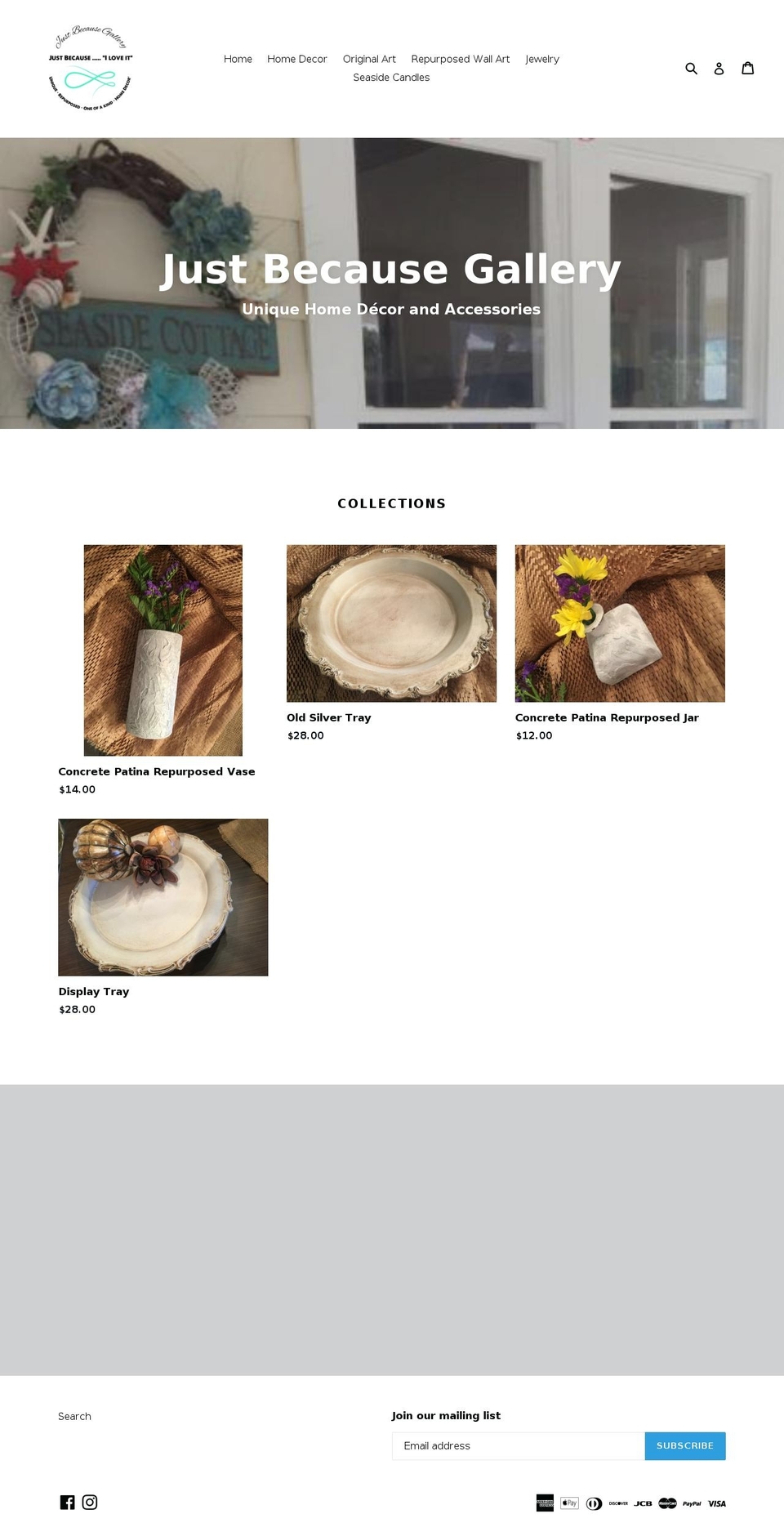 justbecausegallery.com — Shopify storefront screenshot