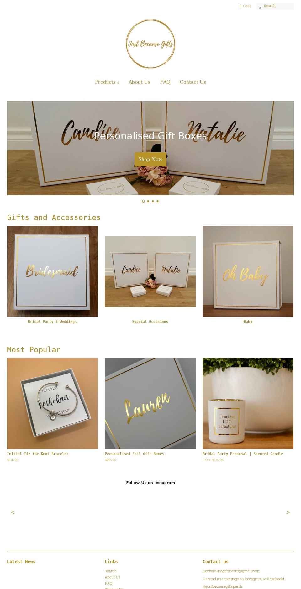 justbecausegifts.com.au shopify website screenshot