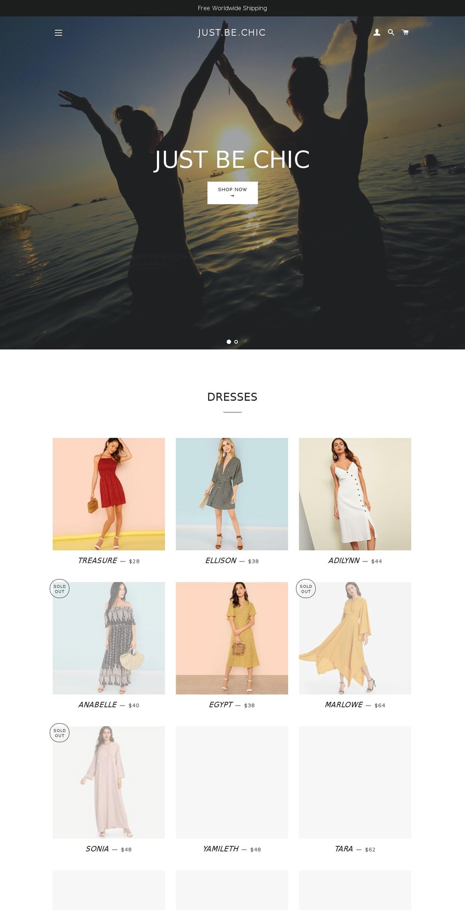 justbechic.com shopify website screenshot