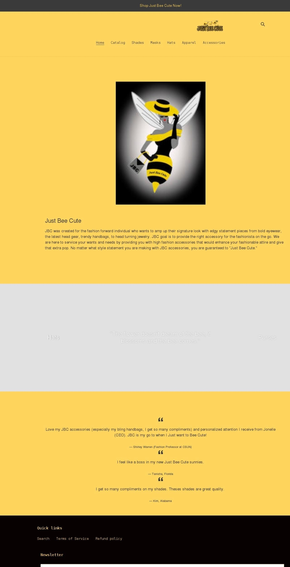 justbeecute.com shopify website screenshot