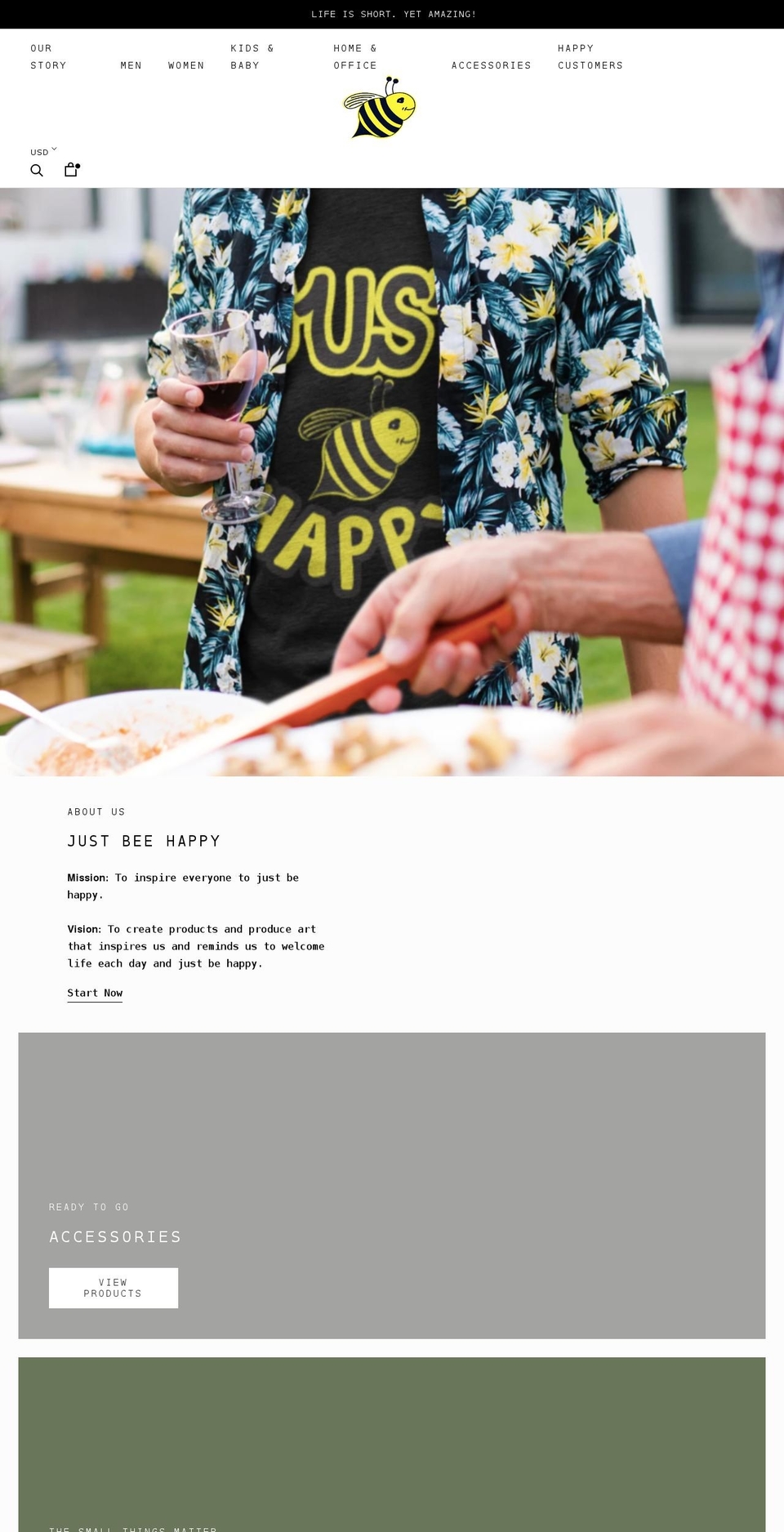 justbeehappy.net shopify website screenshot