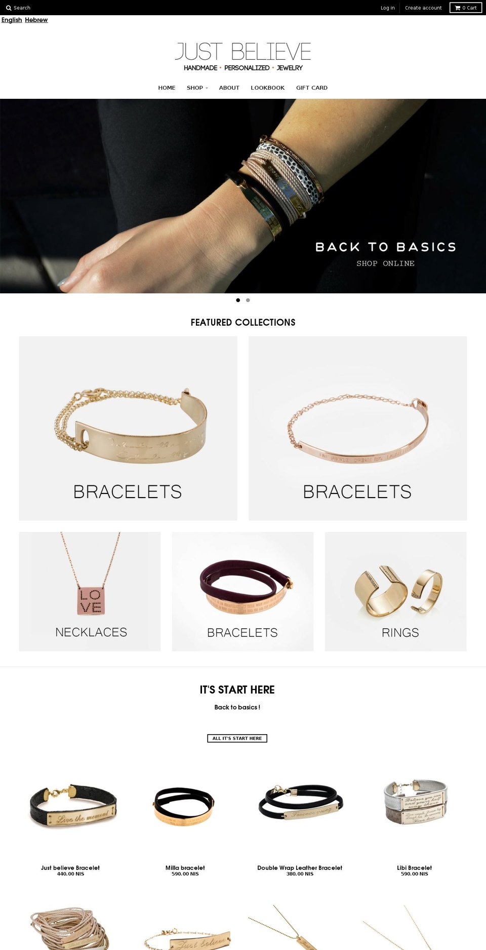 Reformation Shopify theme site example justbelievejewelry.com