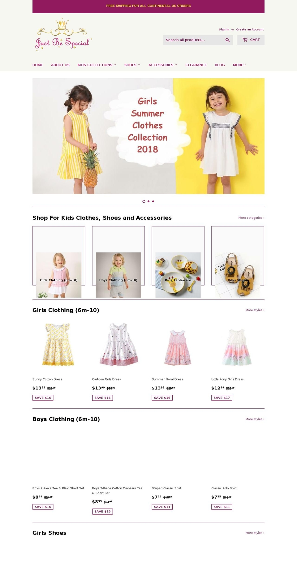 justbespecial.com shopify website screenshot