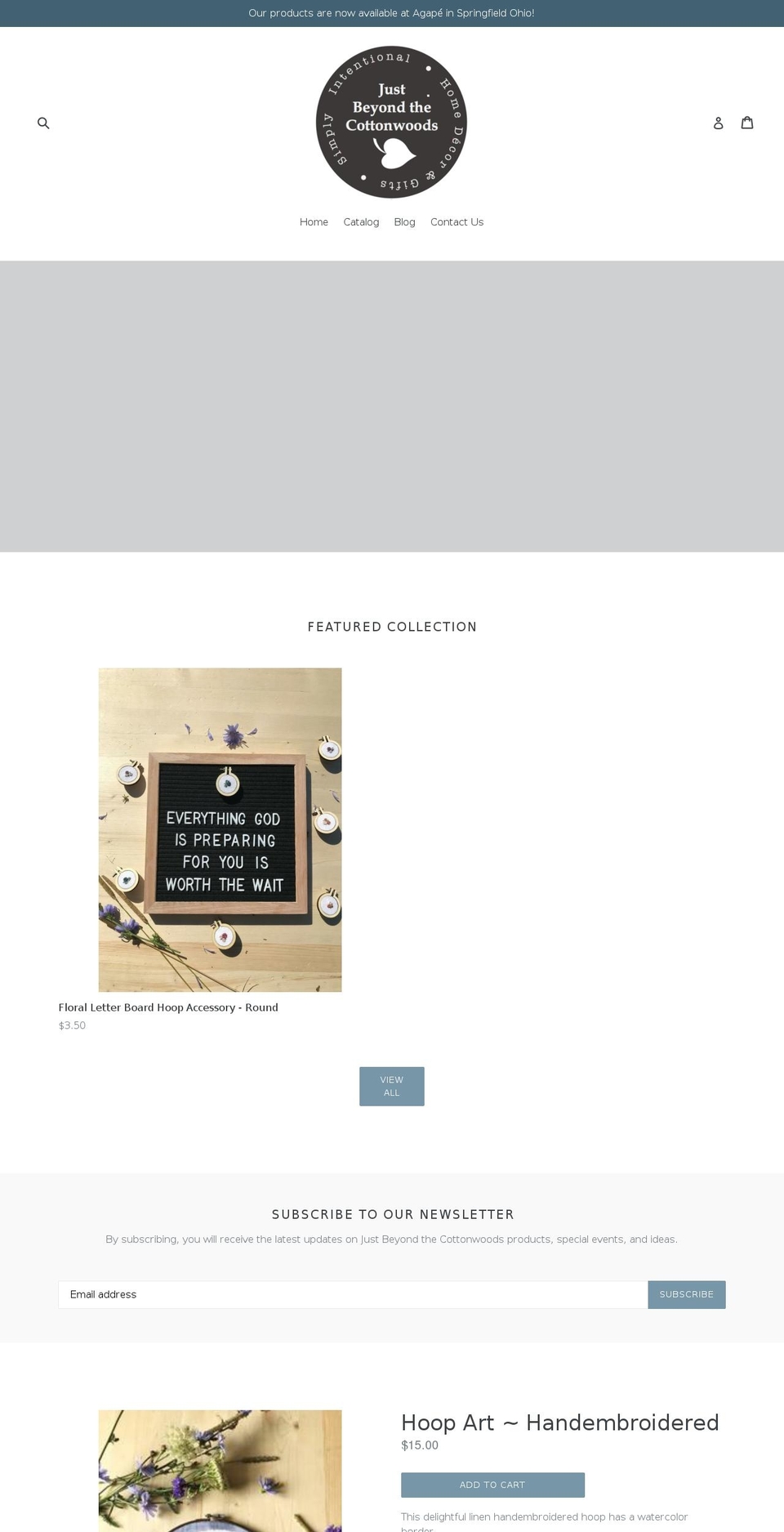 justbeyondthecottonwoods.com — Shopify storefront screenshot