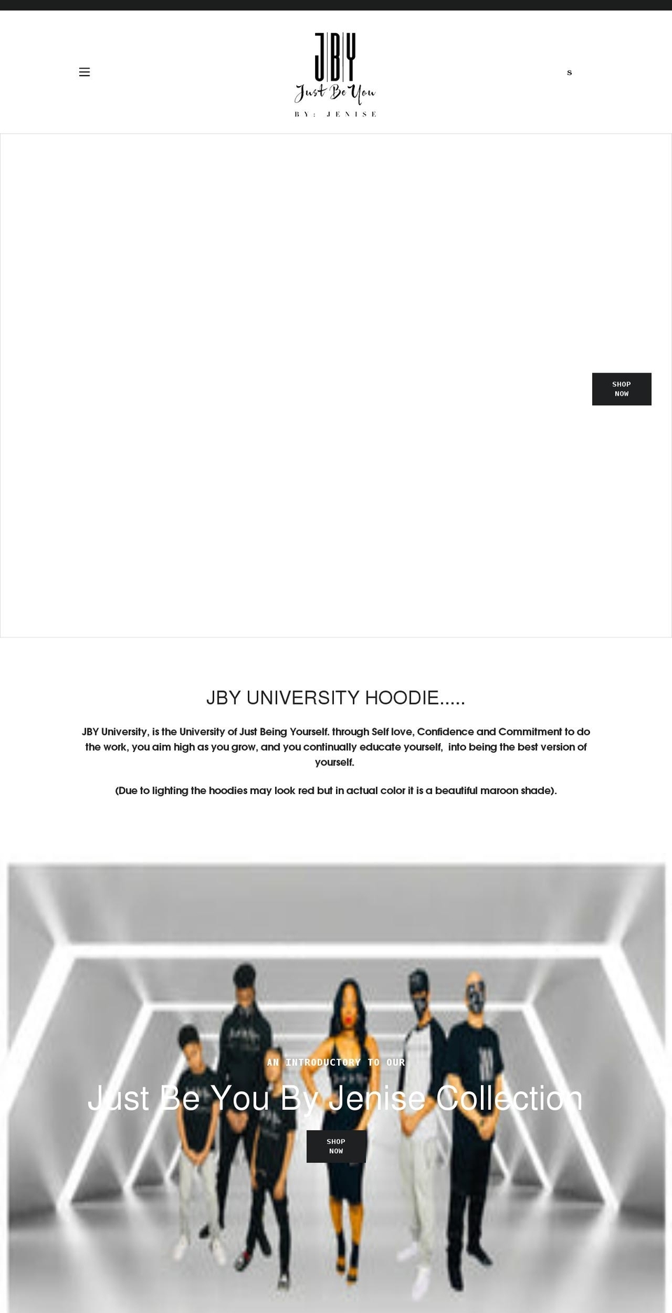 justbeyoubyjenise.com shopify website screenshot