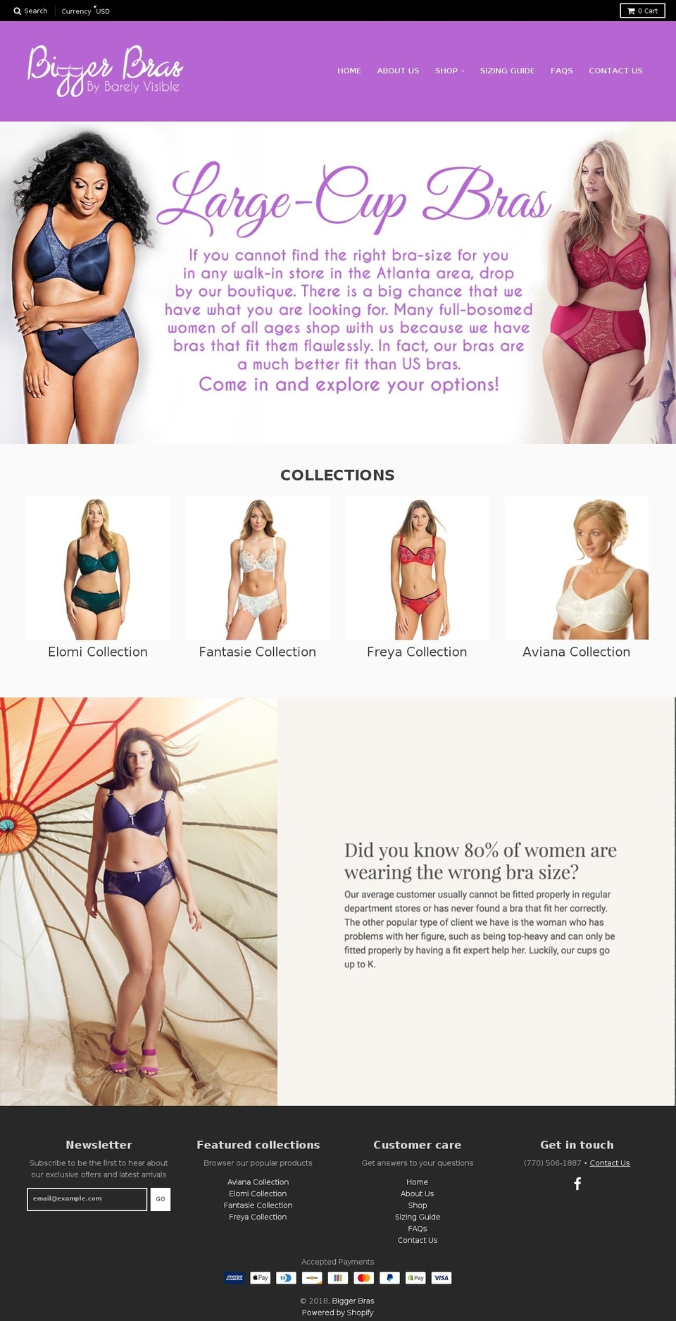justbiggerbras.com — Shopify storefront screenshot