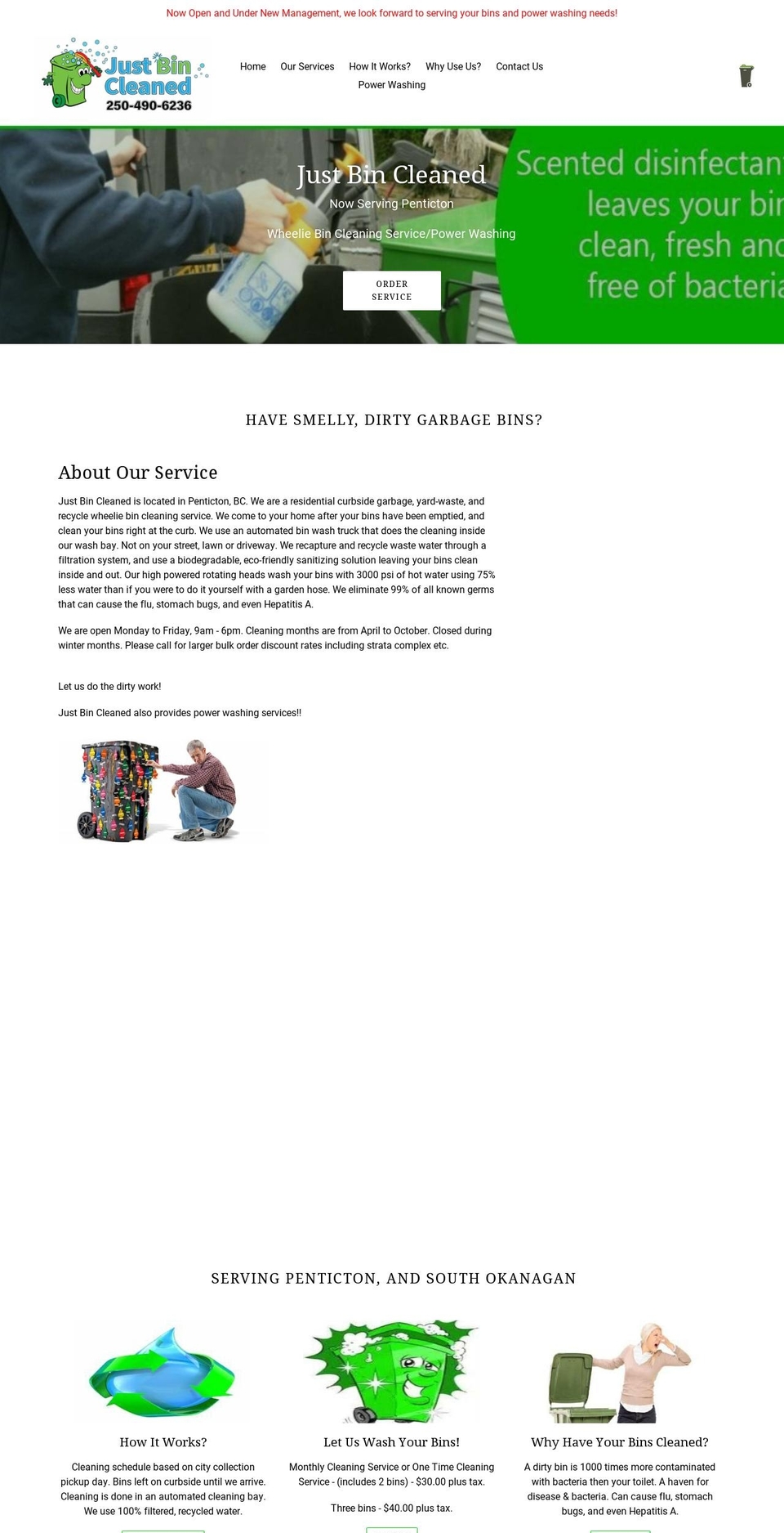 justbincleaned.ca shopify website screenshot