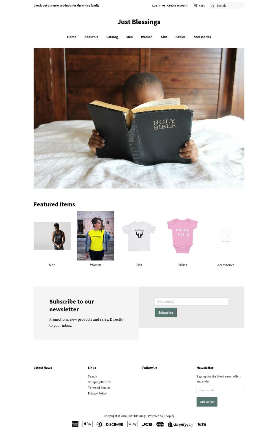 justblessing.com shopify website screenshot