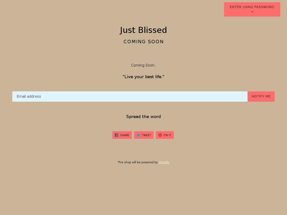 justblissed.com — Shopify storefront screenshot