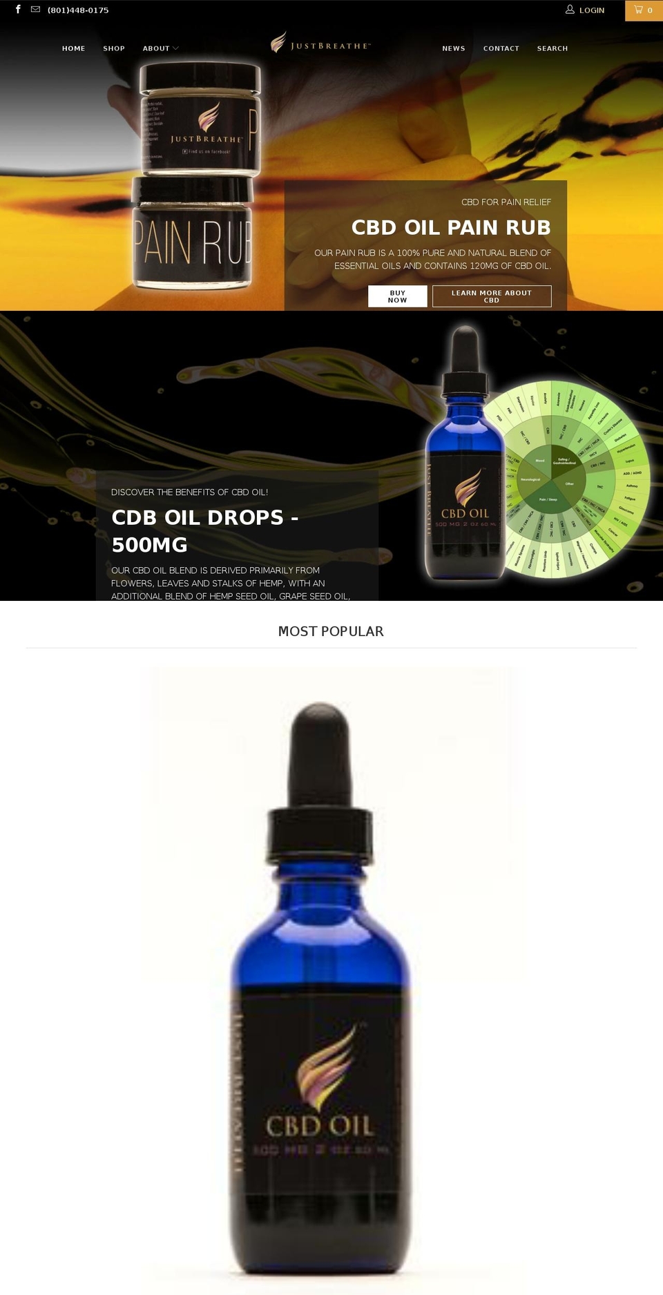 justbreatheessentialoils.com shopify website screenshot