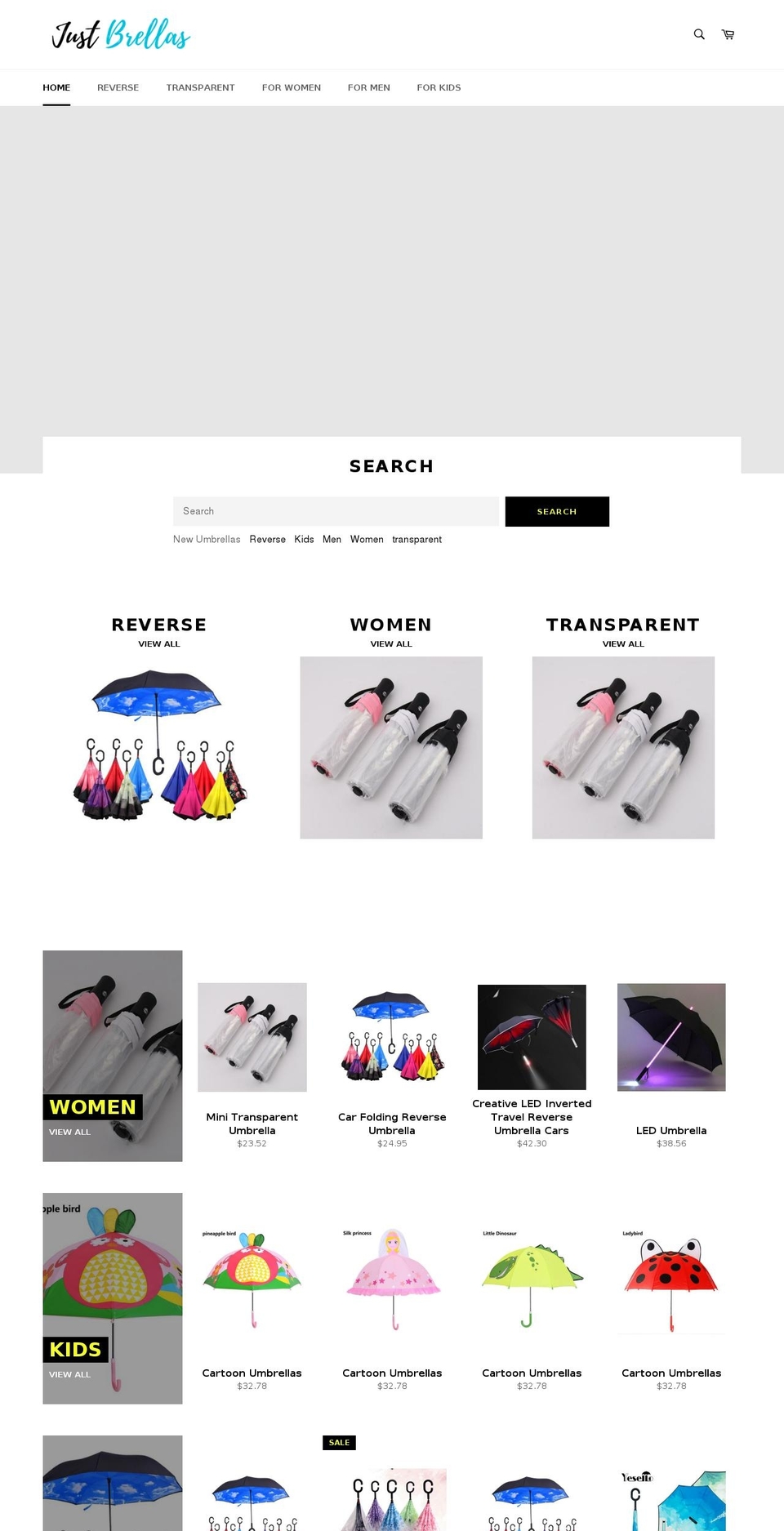 justbrellas.com — Shopify storefront screenshot