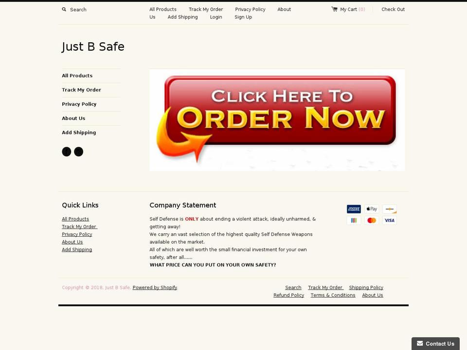 justbsafe.net shopify website screenshot